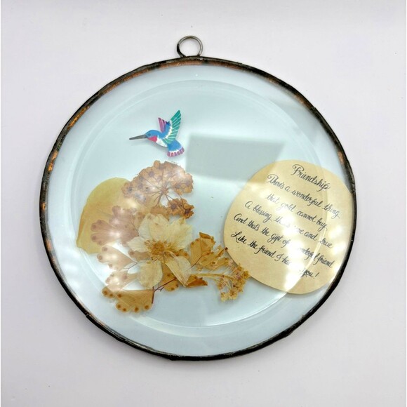 Vintage Pressed Flowers Friendship Suncatcher Wall Hang - Picture 7 of 9